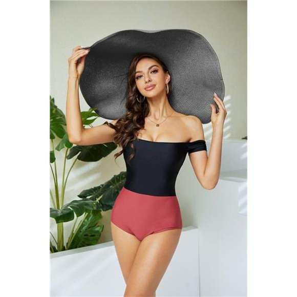 Black Straw Hat Trendy Wide Brim Floppy Large Oversized Visor Hat Cap Beach - Picture 3 of 6